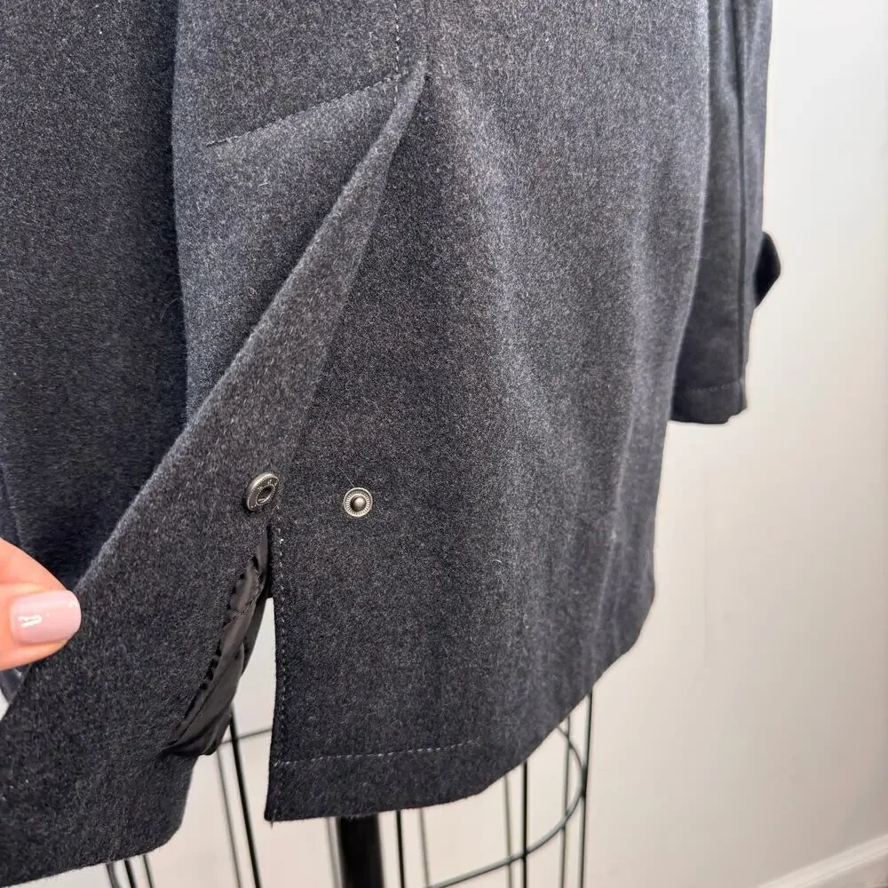 ZARA Dark Gray Duffle Coat Wool Mock Neck Long Sleeve Casual Full Zip M Medium